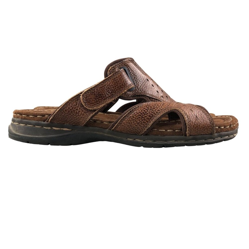 Earth Spirit Men's Size 13 Gelron 2000 Brown Leather Hook & Loop Casual Slides